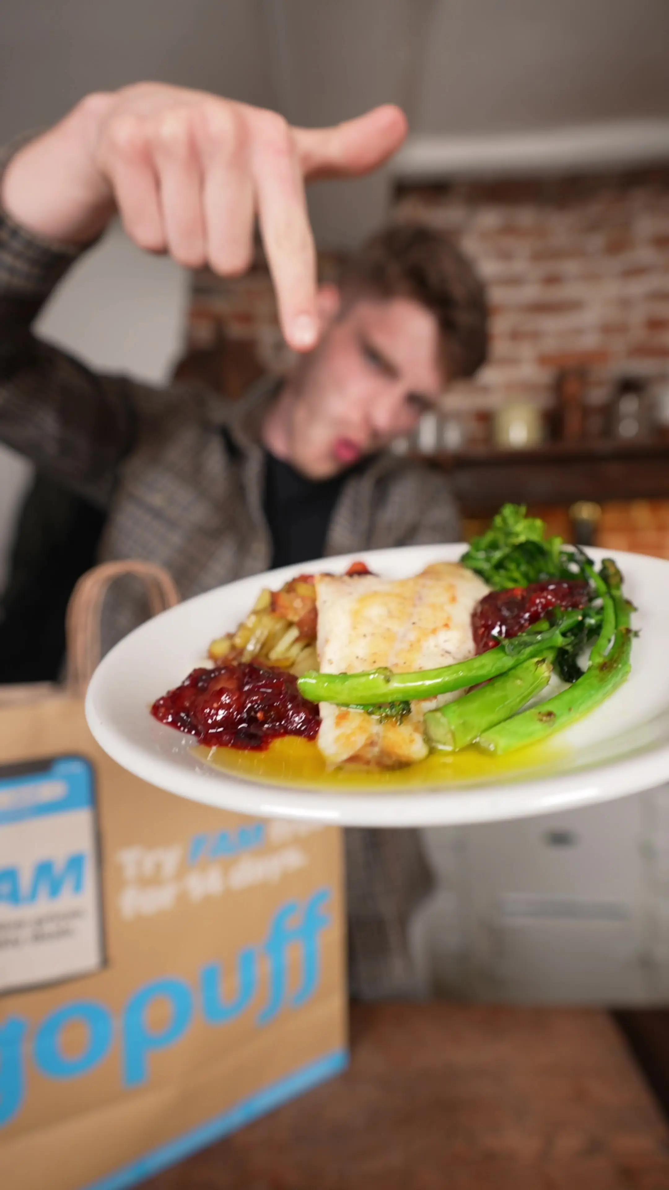 #AD Date night in 30 mins with @Gopuff   Sometimes the missus wants something fancy.. this really hit the spot!  1.⁠ ⁠Peel & finely slice up your potato. Melt some all things butter, then pour it over the potatoes in a muffin case - get these nice and crispy for 20 mins in the oven at 200 degrees  2.⁠ ⁠Now grab your plums, dice these up and add them to a pan on medium heat with oil, salt, pepper, garlic, ginger and covered in sugar - leave this for 15 mins and then finish with lemon juice  3.⁠ ⁠Fry off your broccoli for a few mins, keep it crunchy and simple with just oil, salt and pepper  4.⁠ ⁠Now score your sea bass 3 times so it doesn’t curl up, and add to the a hot pan with oil, season your fish and cook for a few mins each side to get some nice colour  5.⁠ ⁠Now plate up & ENJOY! #datenightdinner #datenight 