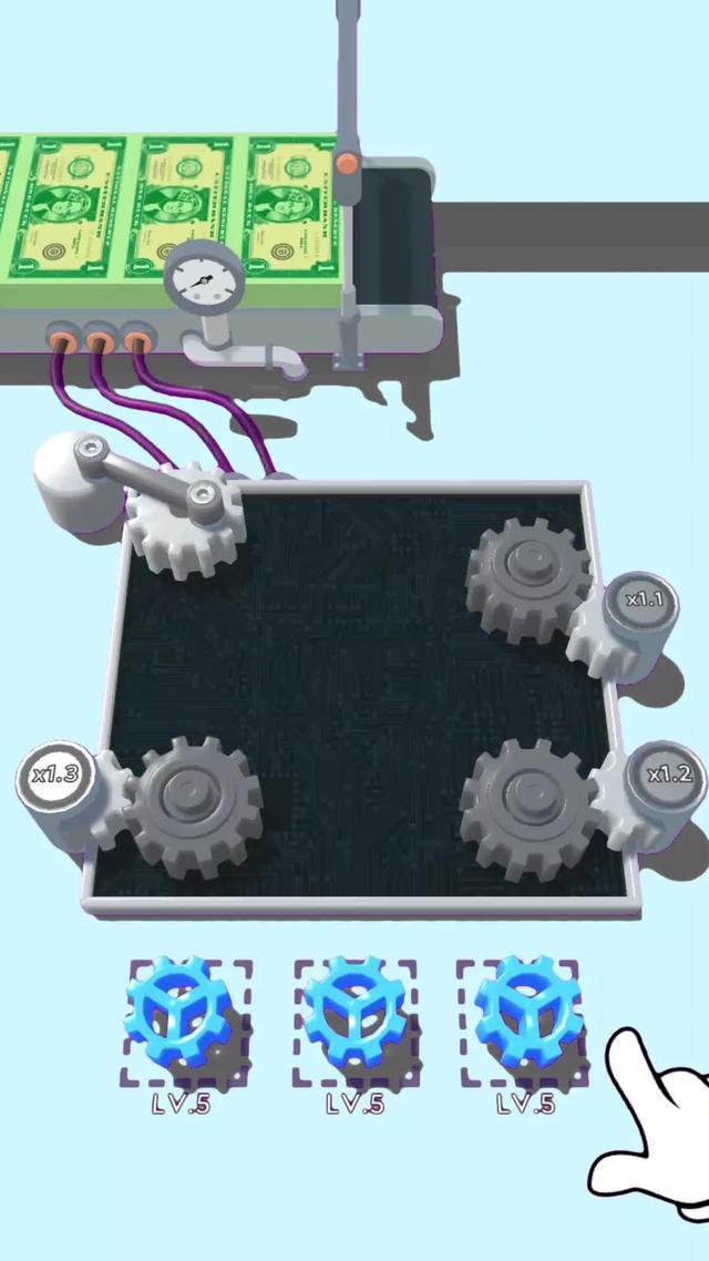 Merge gears to upgrade them and gain more.