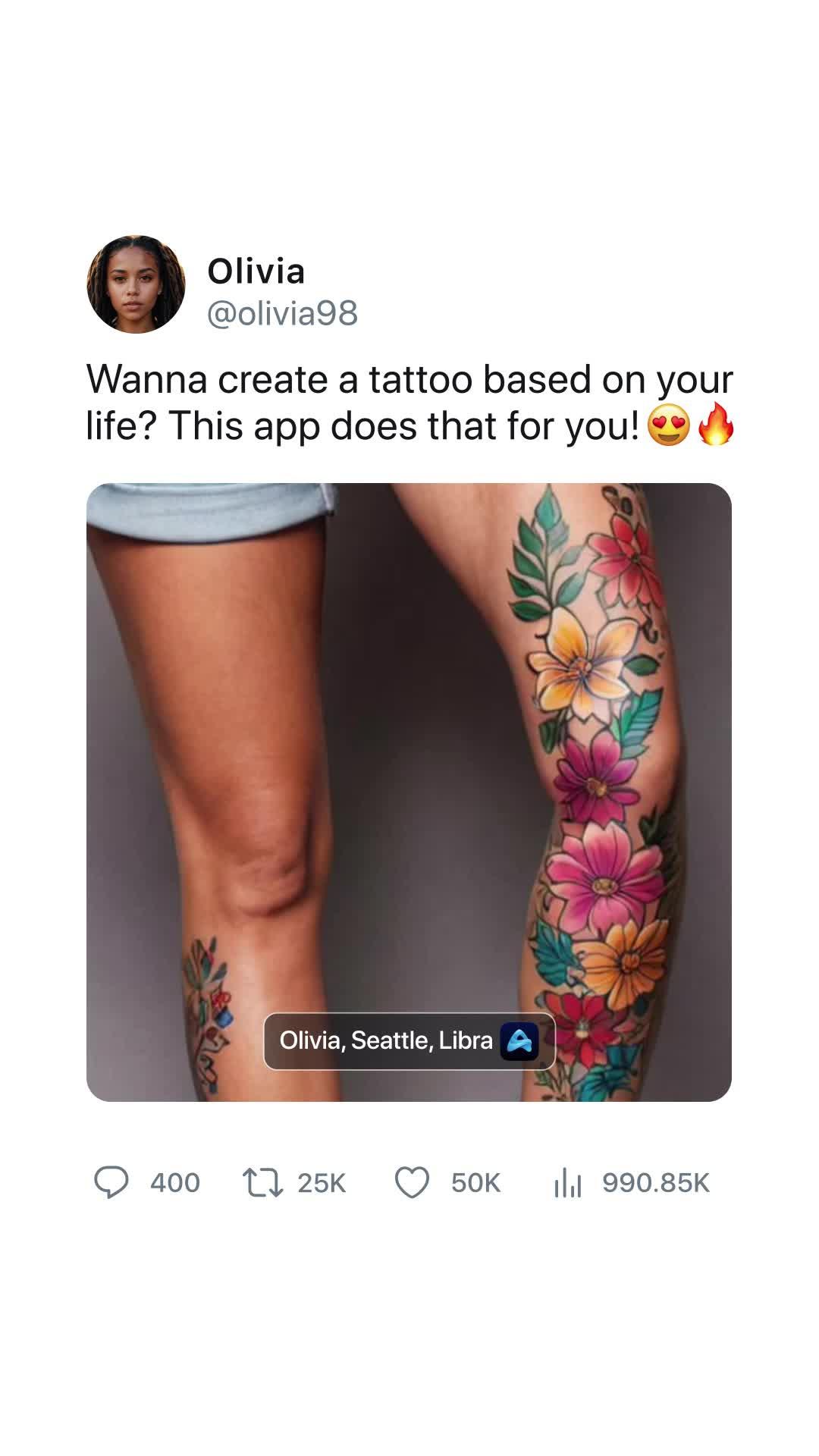 Get custom designed tattoo in a few seconds!