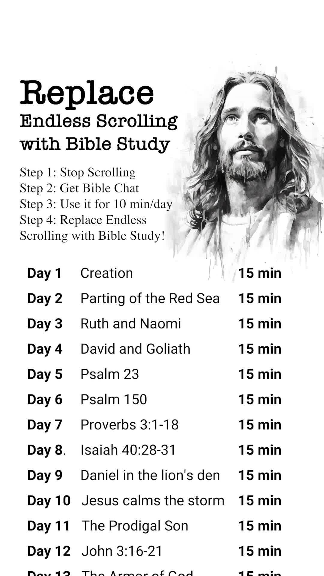 Invest in your faith with Bible Chat. Download and let yourself be guided for a deep connection with God.