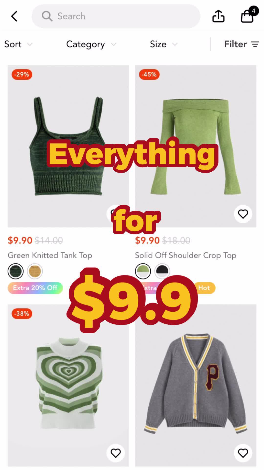 Make a wish！Shop the $9.9 sale zone and get your fav looks for less! For a limited time！