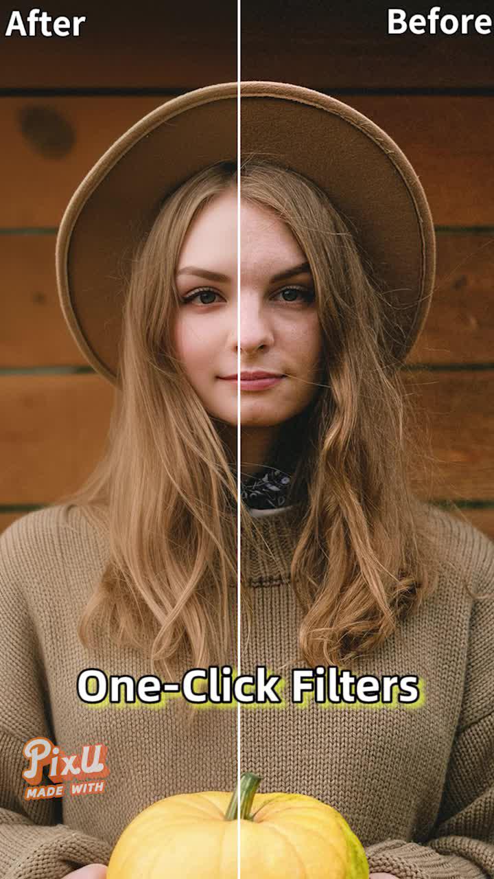 No need to ps! Only one click is needed to turn your selfies into a stunning one!