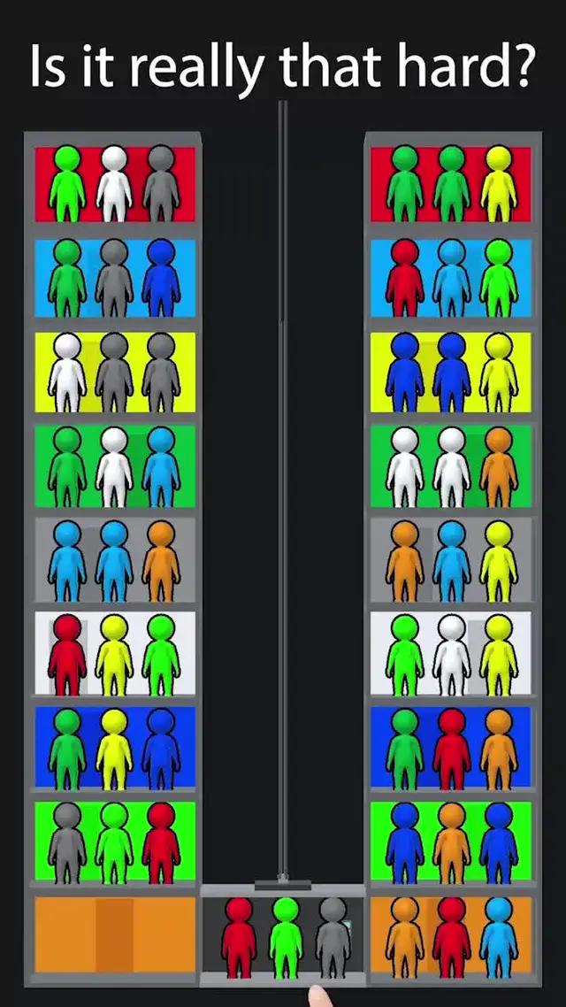 This is Elevator sorting, a mind blowing puzzle game!