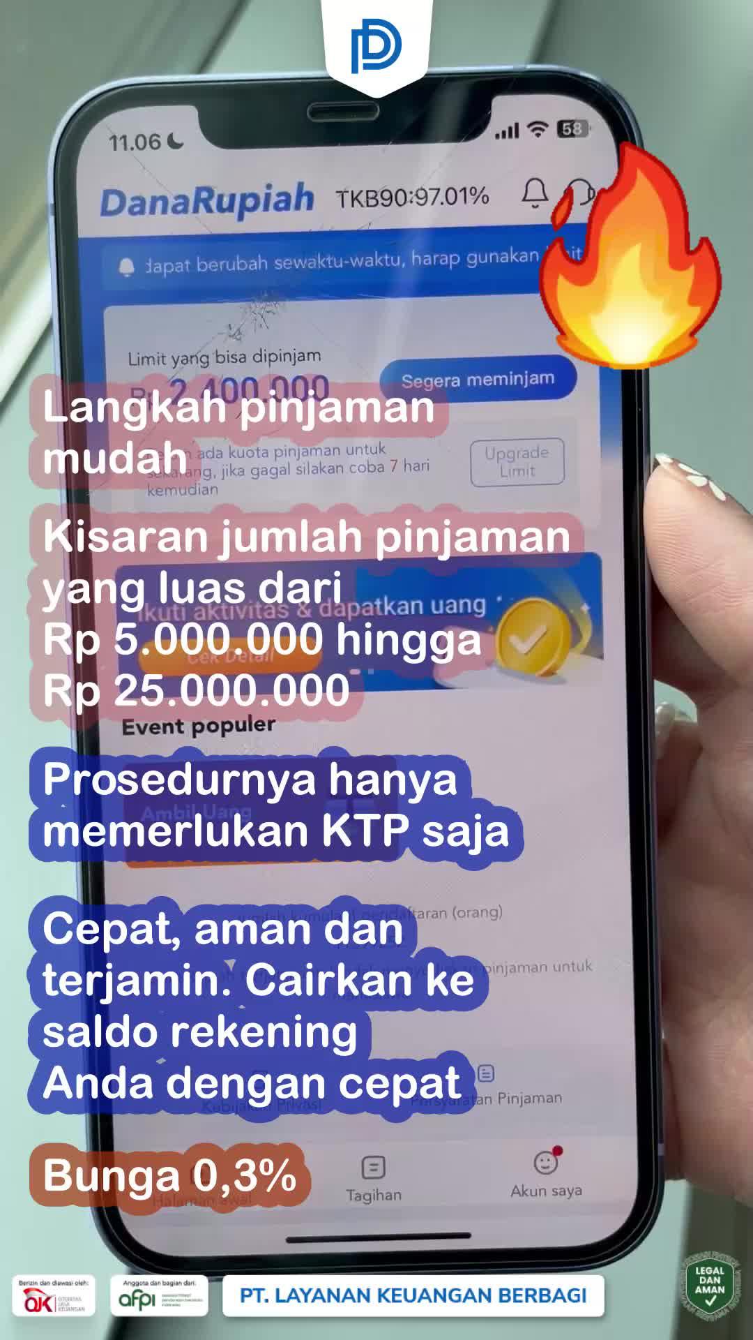 Plafon pinjaman hingga Rp25 juta!  Hanya 0,04%! Berizin dan diawasi oleh OJK!