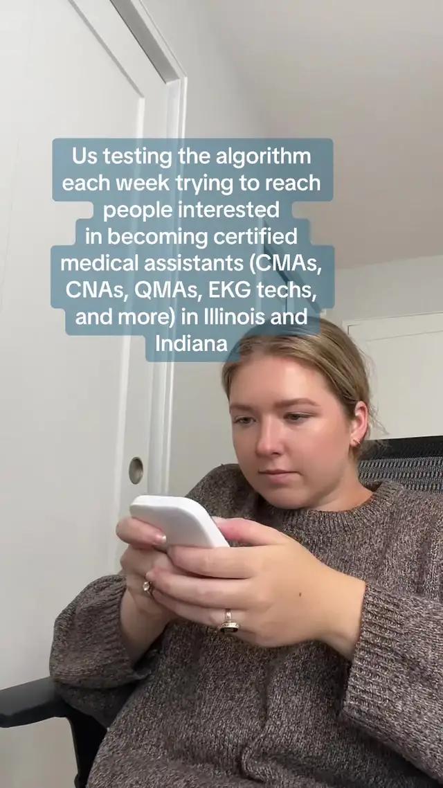 Let’s see if this is working: Do you live in Indiana or Illinois? Are you considering a career in healthcare or medical assisting?  Let us know! #medicalassisting #cnatrainingschools #medicationaidetraining #cnasoftiktok 