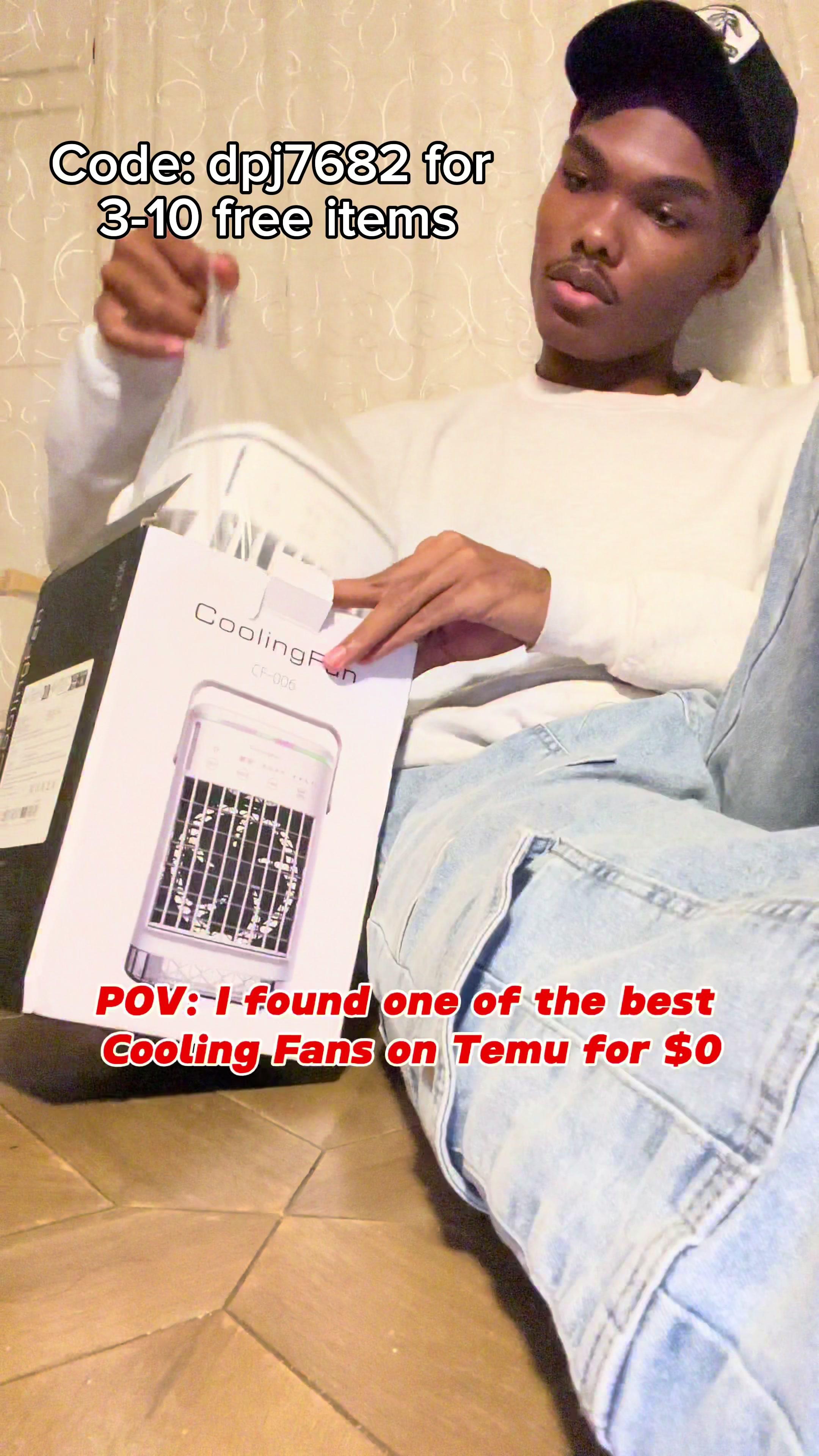 Definitely came in clutch for summer 😩 🔍code: dpj7682 in #temu searchbar for this free cooling fans (app new users only with qualifying orders). 🛒Free shipping on items shipped from Temu, and Free Returns for up to 90 days📦#temuhaul #temudeal #summerfinds #fans #trending