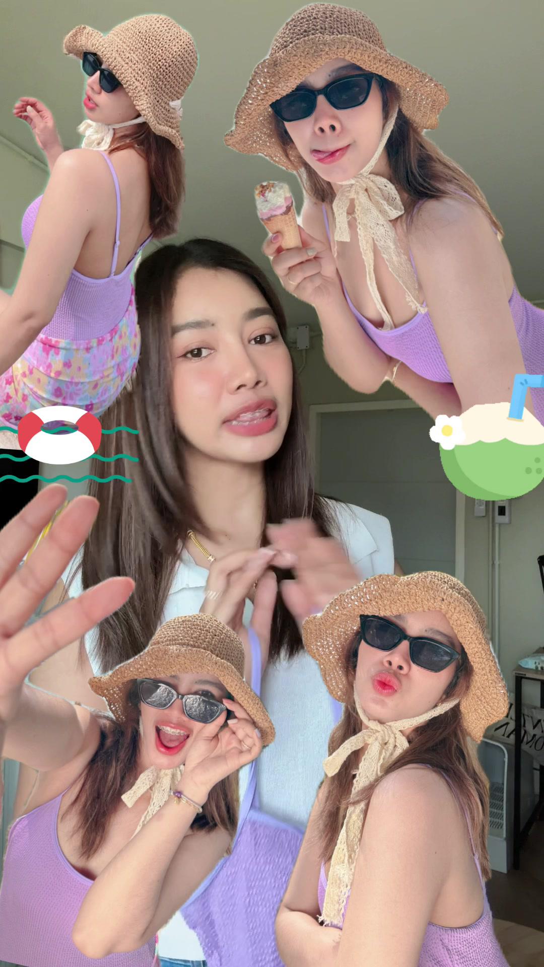 ชุดว่ายน้ำ สีมันม่วง น่ารักมากกก 💟✨ #แอปส้ม #ช้อปเลยไม่ตกเทรนด์