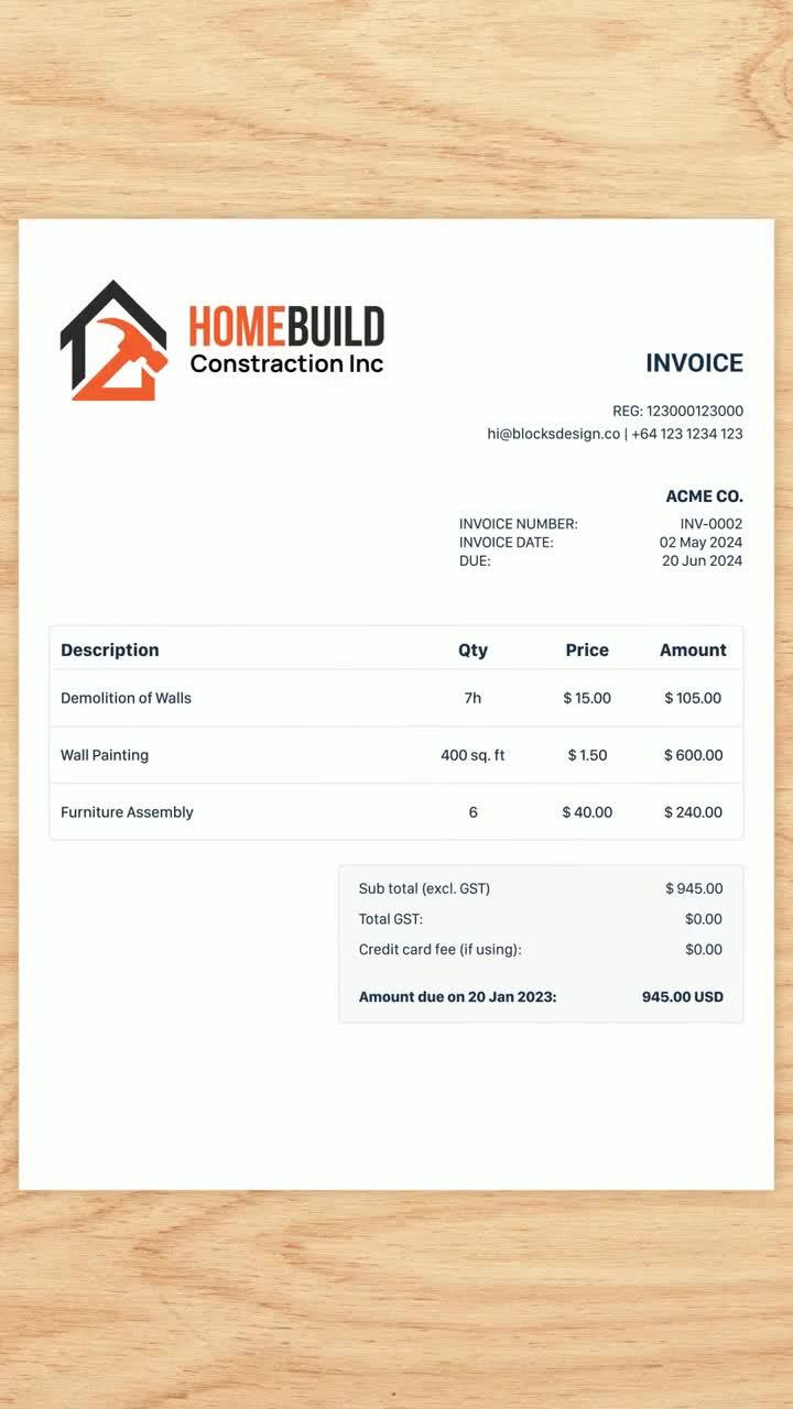 Customize your invoices and look professional