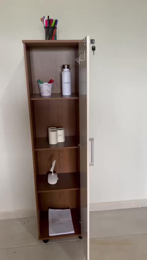 Armário Organizador De Escritório 1 Porta Stella Onix/freijó