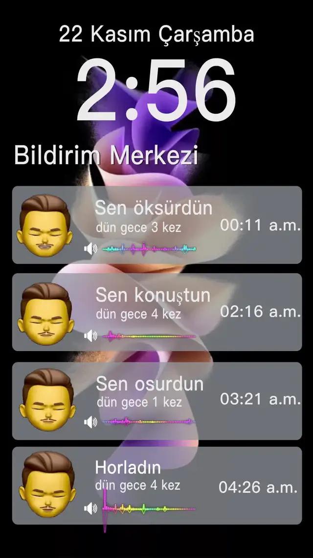 Uykunuzu kaydedin! Uyku Apnesi, diş gıcırdatma veya gece konuşmayı izleyin.